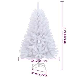 Umělý vánoční stromeček s 150 LED diodami Bílá 150 cm PVC a kov - obrázek 13