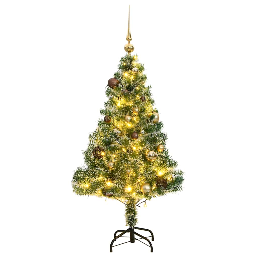 vidaXL Brad Crăciun artificial, 150 LED/globuri/zăpadă pufoasă, 150 cm