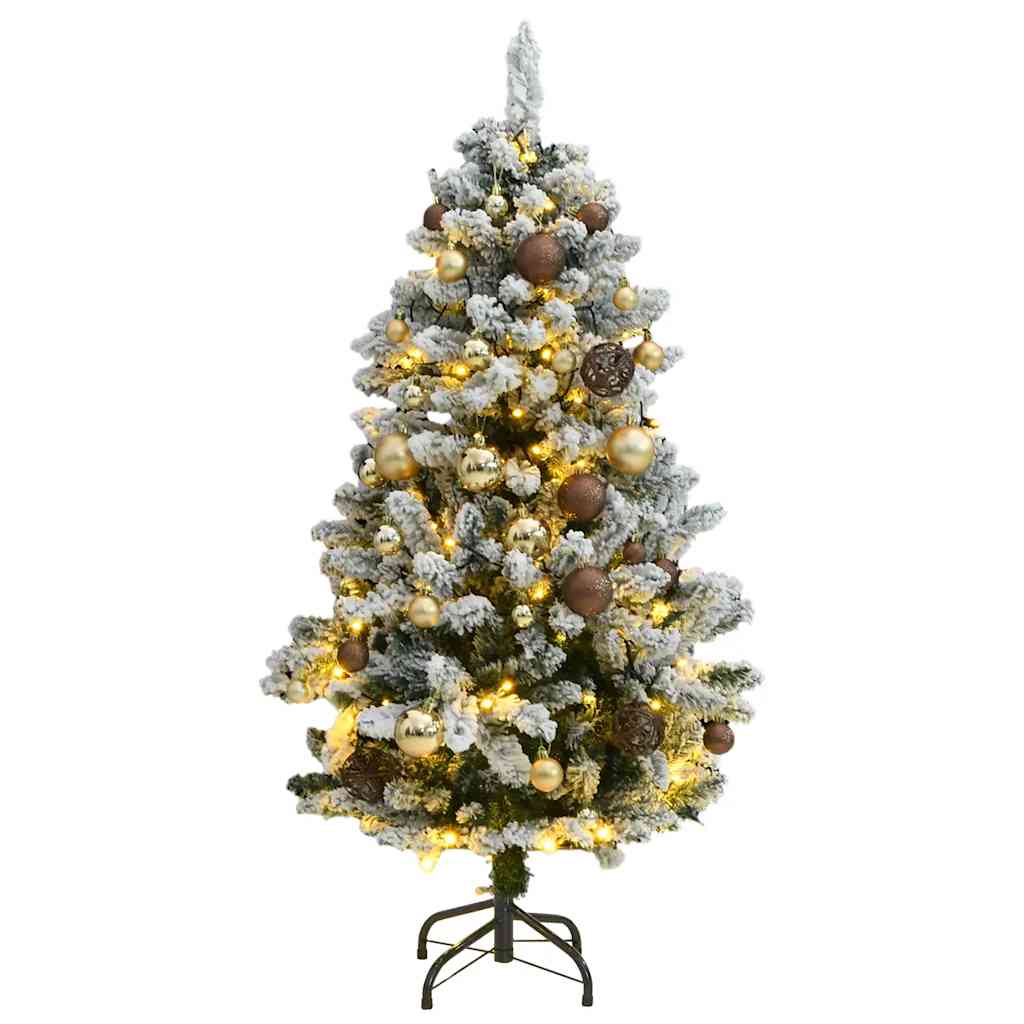 vidaXL Künstlicher Weihnachtsbaum Klappbar 150 LEDs & Kugeln 120 cm