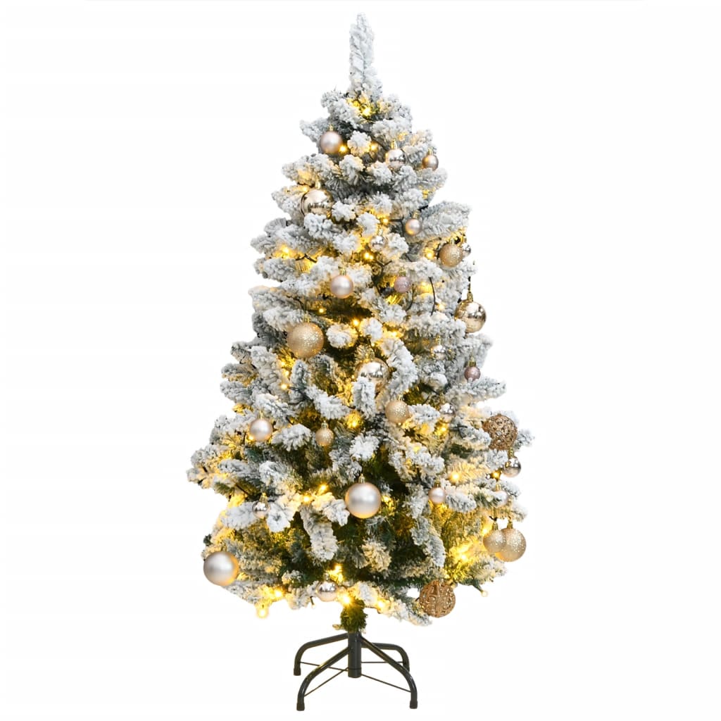 Image of vidaXL Artificial Hinged Christmas Tree 150 LEDs & Ball Set 120 cm