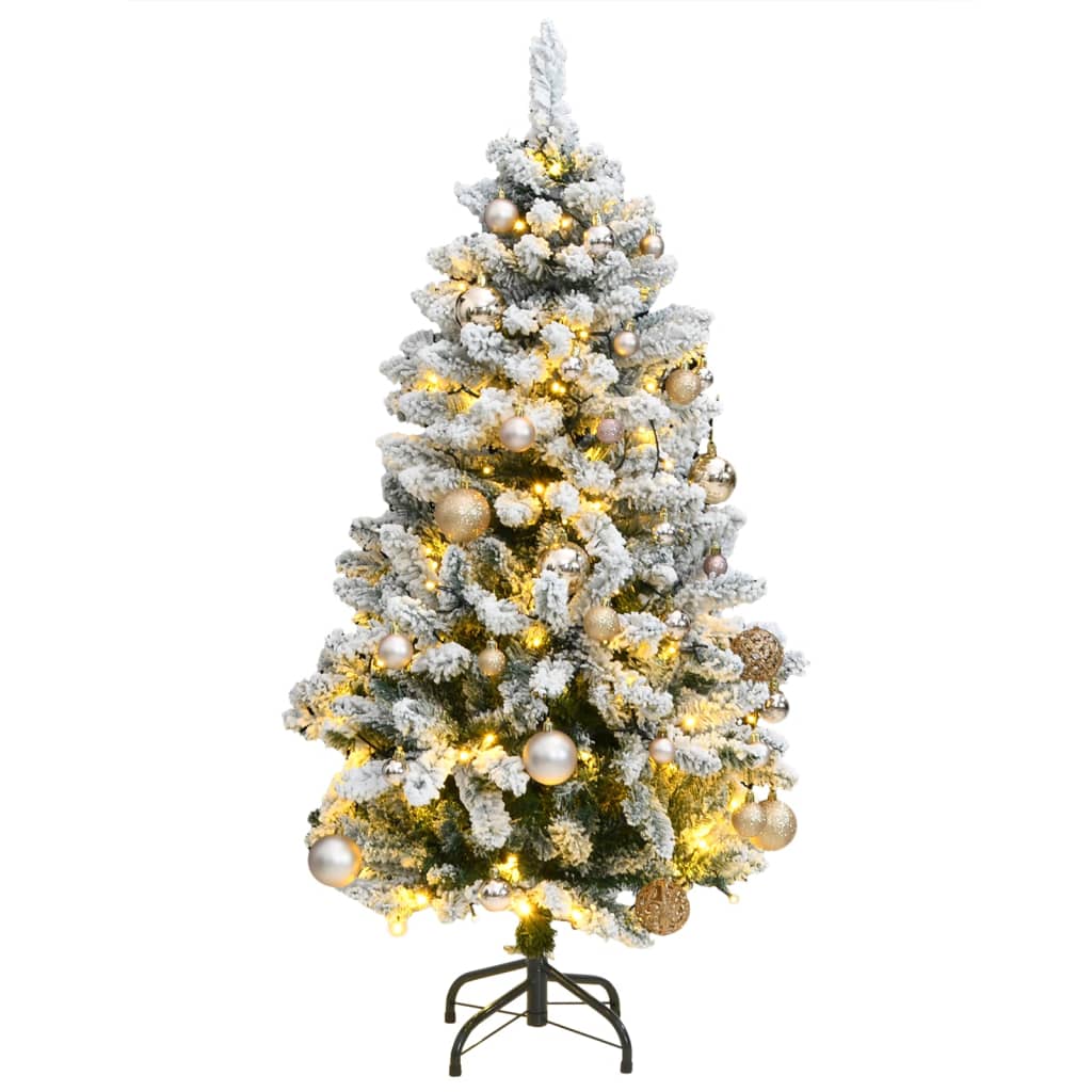 vidaXL Künstlicher Weihnachtsbaum Klappbar 150 LEDs & Kugeln 150 cm