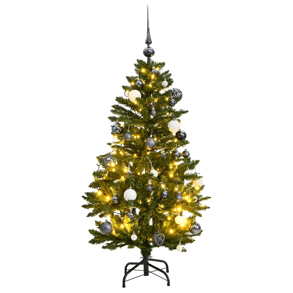 vidaXL kunstigt juletræ 150 LED'er og kuglesæt hængslet 150 cm