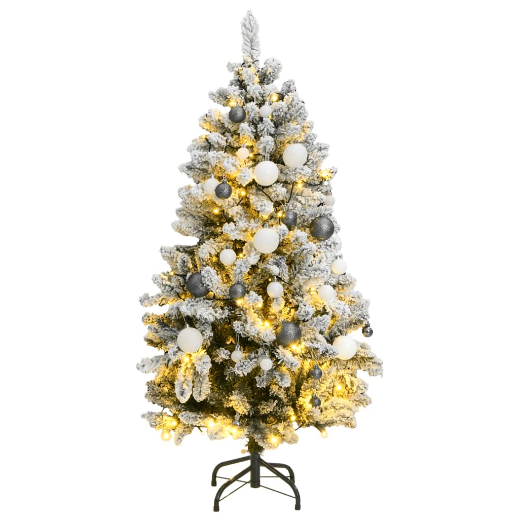 vidaXL Künstlicher Weihnachtsbaum Klappbar 150 LEDs & Kugeln 120 cm