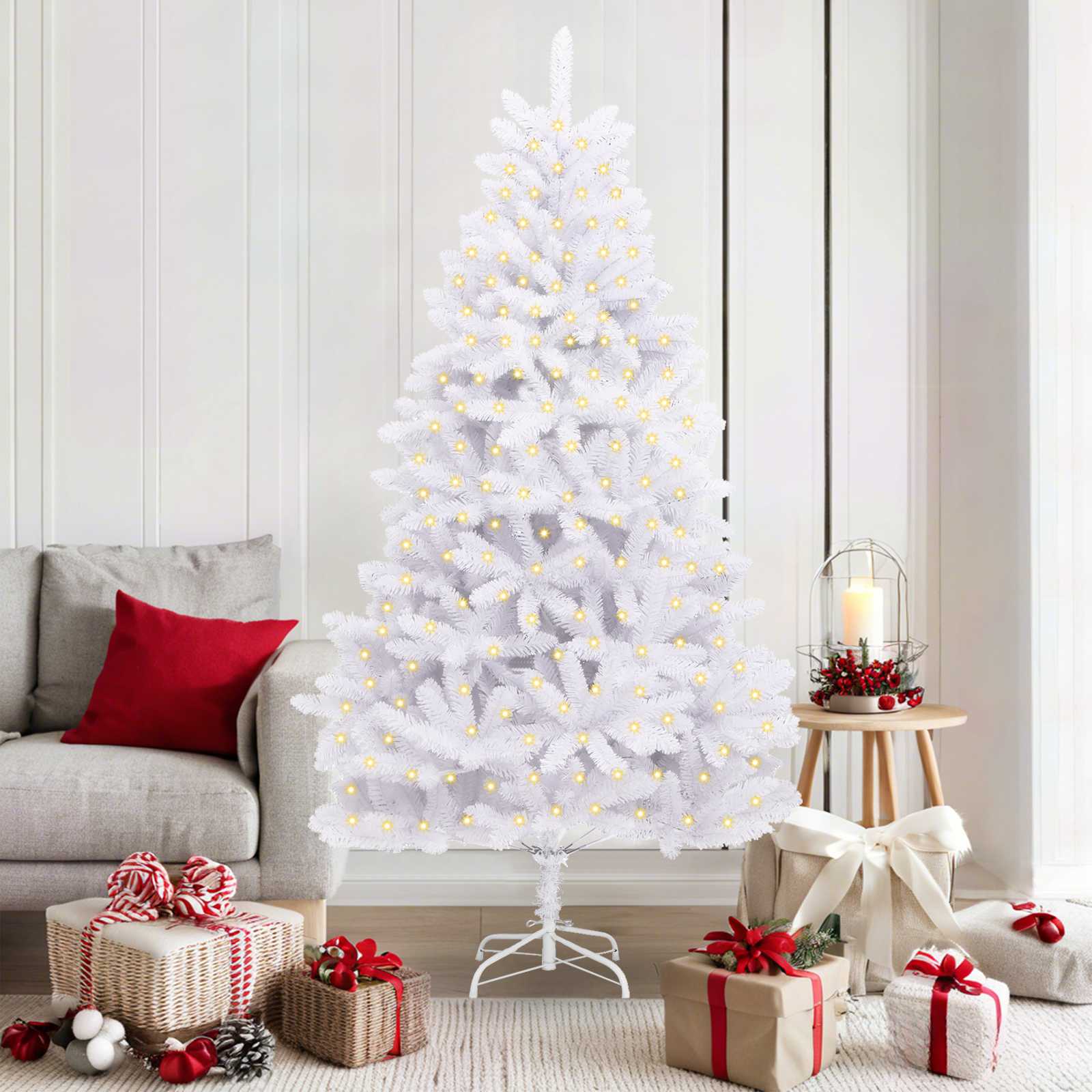 vidaXL Künstlicher Weihnachtsbaum Weiß 180 cm PVC und Metall