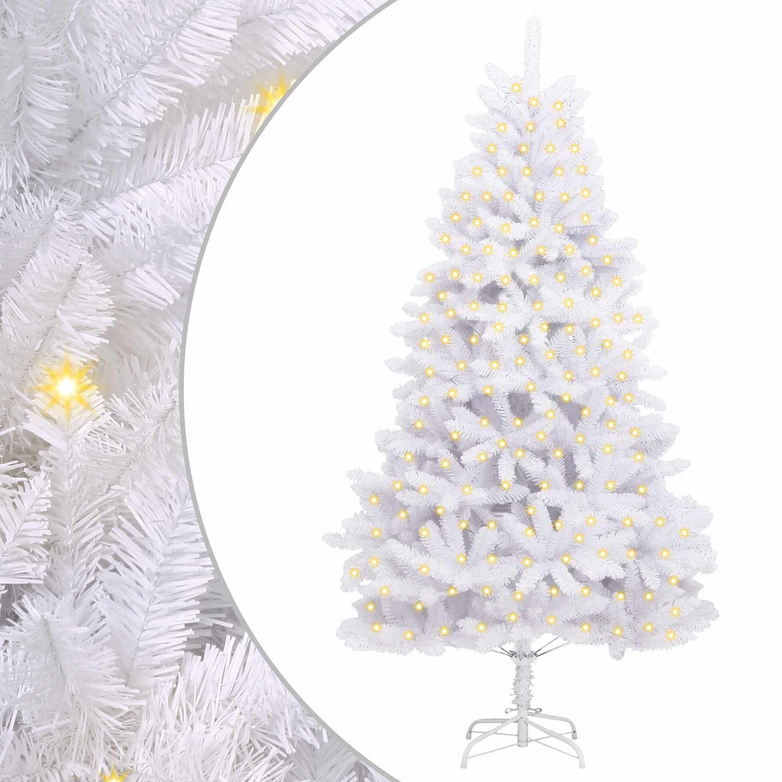 Sapin de Noël artificiel avec 300 LED Blanc 210 cm PVC et métal – Image 2
