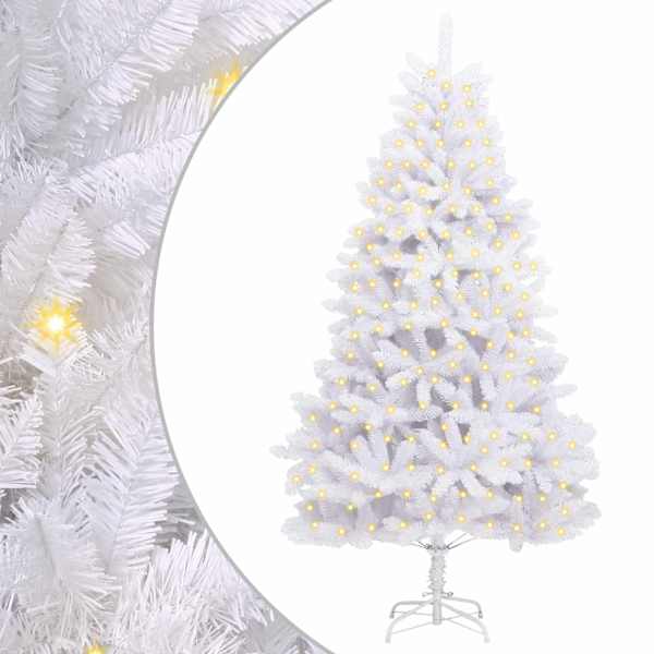 vidaXL Tehisj&otilde;ulupuu 300 LED-i PVC ja teras Valge