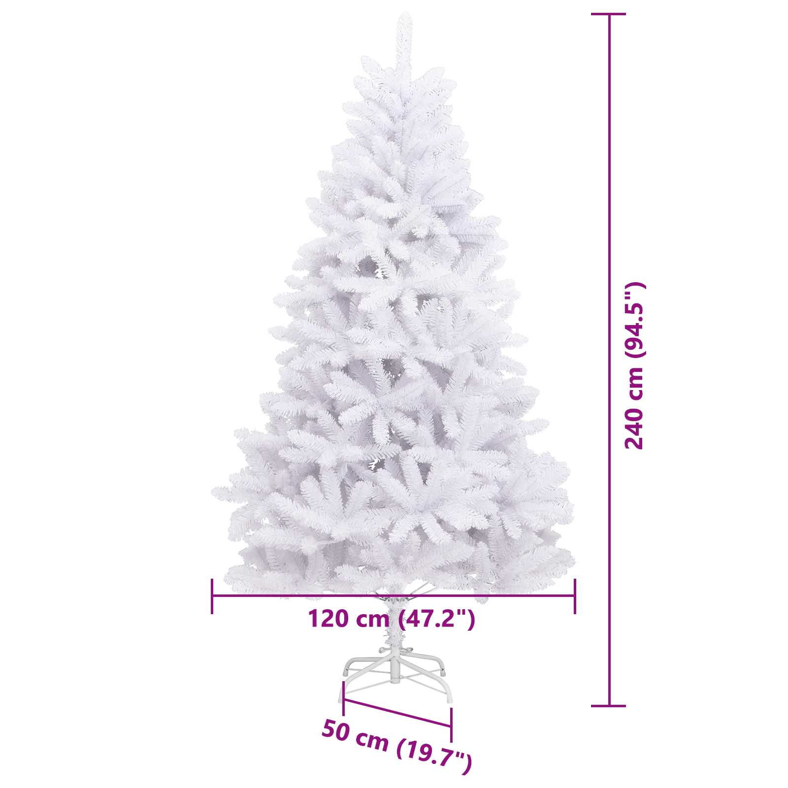 Kunstkerstboom met 300 LED Wit 240 cm PVC en Metaal image 12