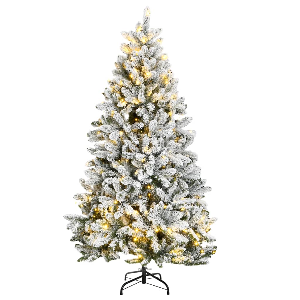 Image of vidaXL Artificial Hinged Christmas Tree 300 LEDs & Flocked Snow 240 cm