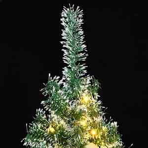 vidaXL Kunstkerstboom met 300 LED's kerstballen en sneeuw 210 cm