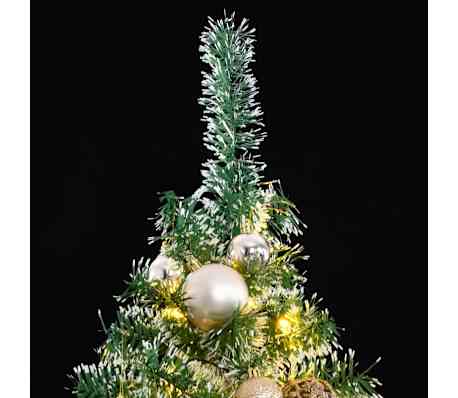 vidaXL Sapin de No&euml;l artificiel 300 LED&boules&neige floqu&eacute;e 180 cm