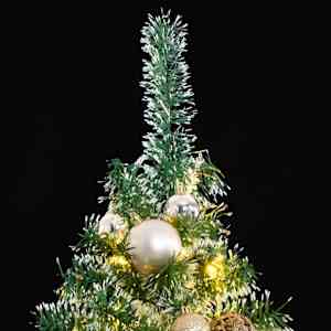 vidaXL Sapin de No&euml;l artificiel 300 LED&boules&neige floqu&eacute;e 180 cm