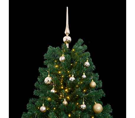 vidaXL Kunstkerstboom met scharnieren 300 LED's en kerstballen 180 cm