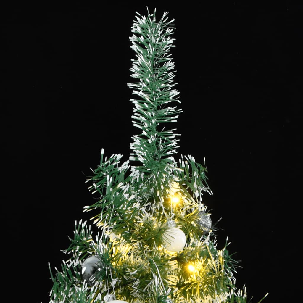vidaXL Brad Crăciun artificial, 300 LED/globuri/zăpadă pufoasă, 180 cm