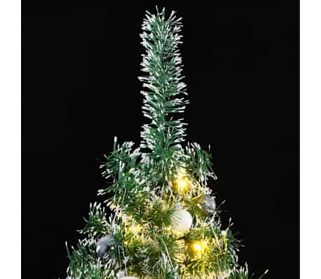 vidaXL Artificial Christmas Tree 300 LEDs&Ball Set&Flocked Snow 180 cm