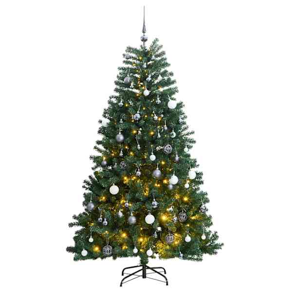 vidaXL kunstkuusk 300 LEDi ja j&otilde;ulukuulidega, 180 cm