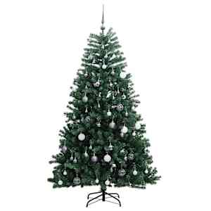 Umělý sklápěcí vánoční stromek s 300 LED a koulemi 180 cm - obrázek 4
