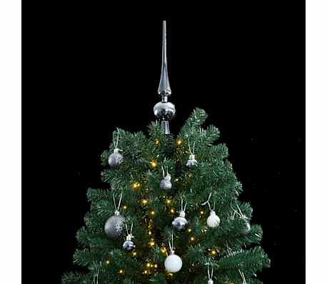 vidaXL Albero Natale Incernierato con 300 LED e Palline 210 cm