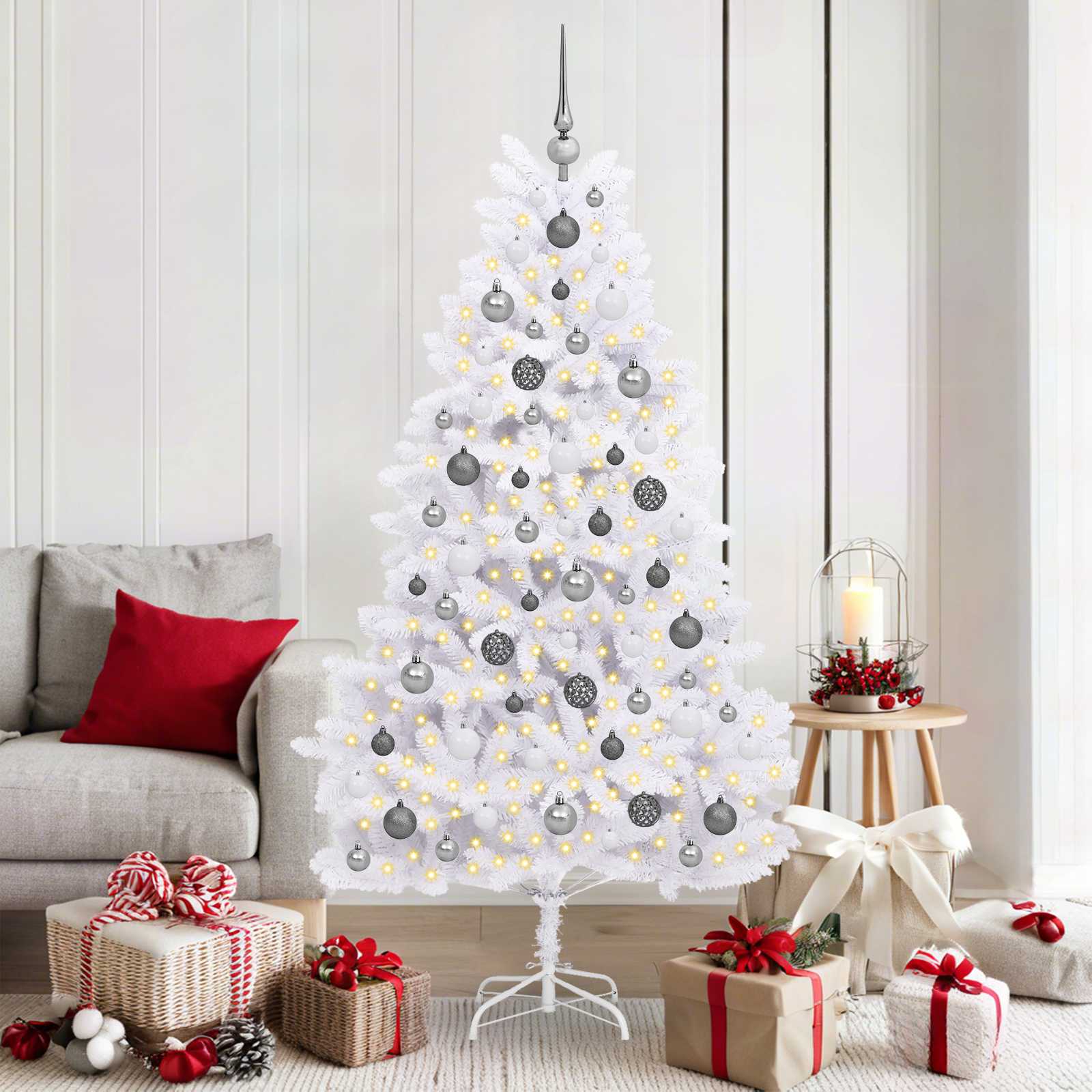 Sapin de Noël artificiel Blanc 90 x 90 x 180 cm PVC et métal