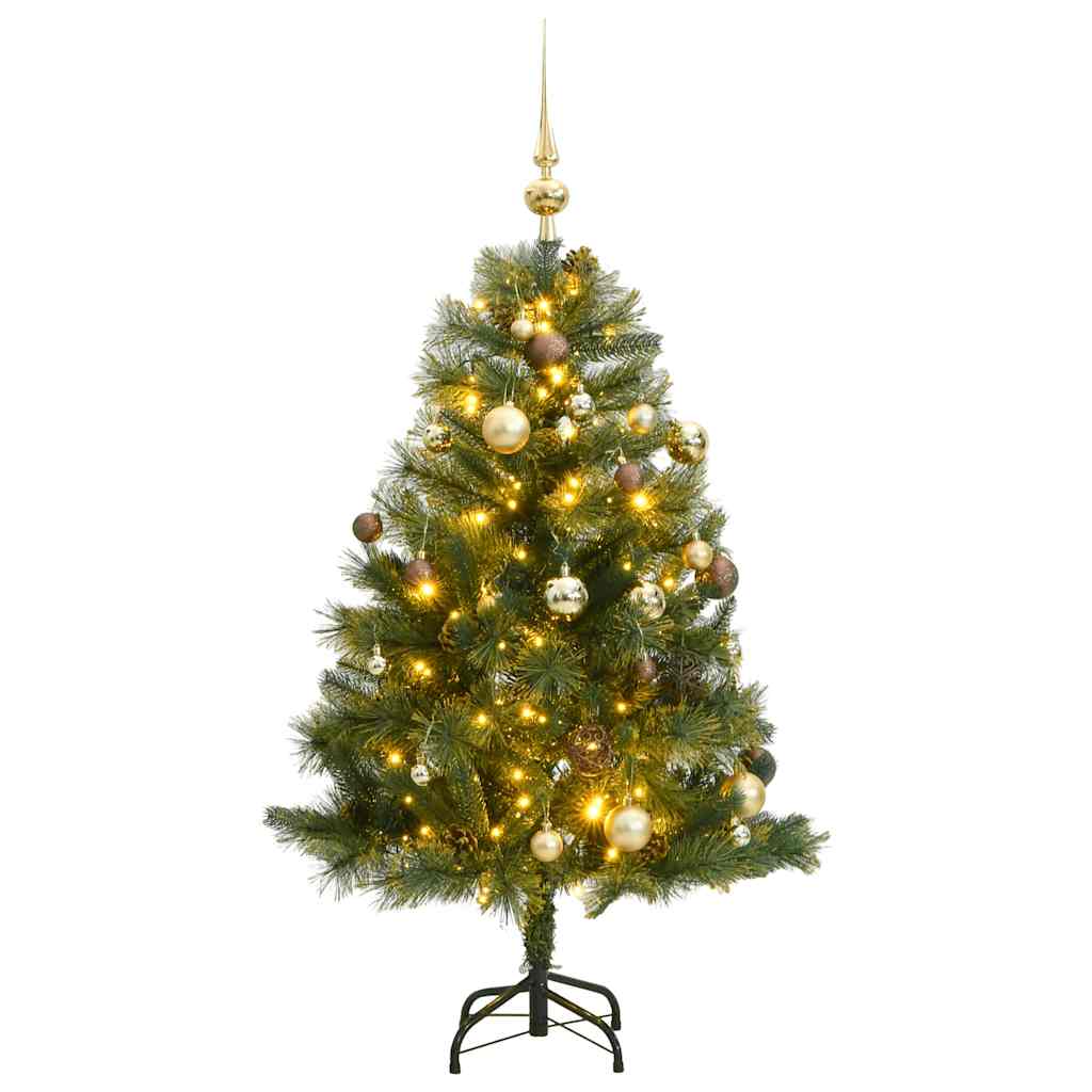vidaXL Umělý sklápěcí vánoční stromek se 150 LED a koulemi 120 cm