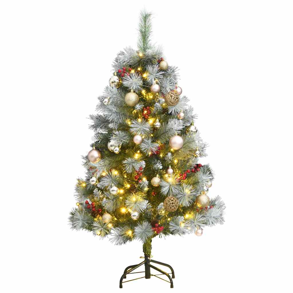 vidaXL Umělý sklápěcí vánoční stromek se 150 LED a koulemi 120 cm