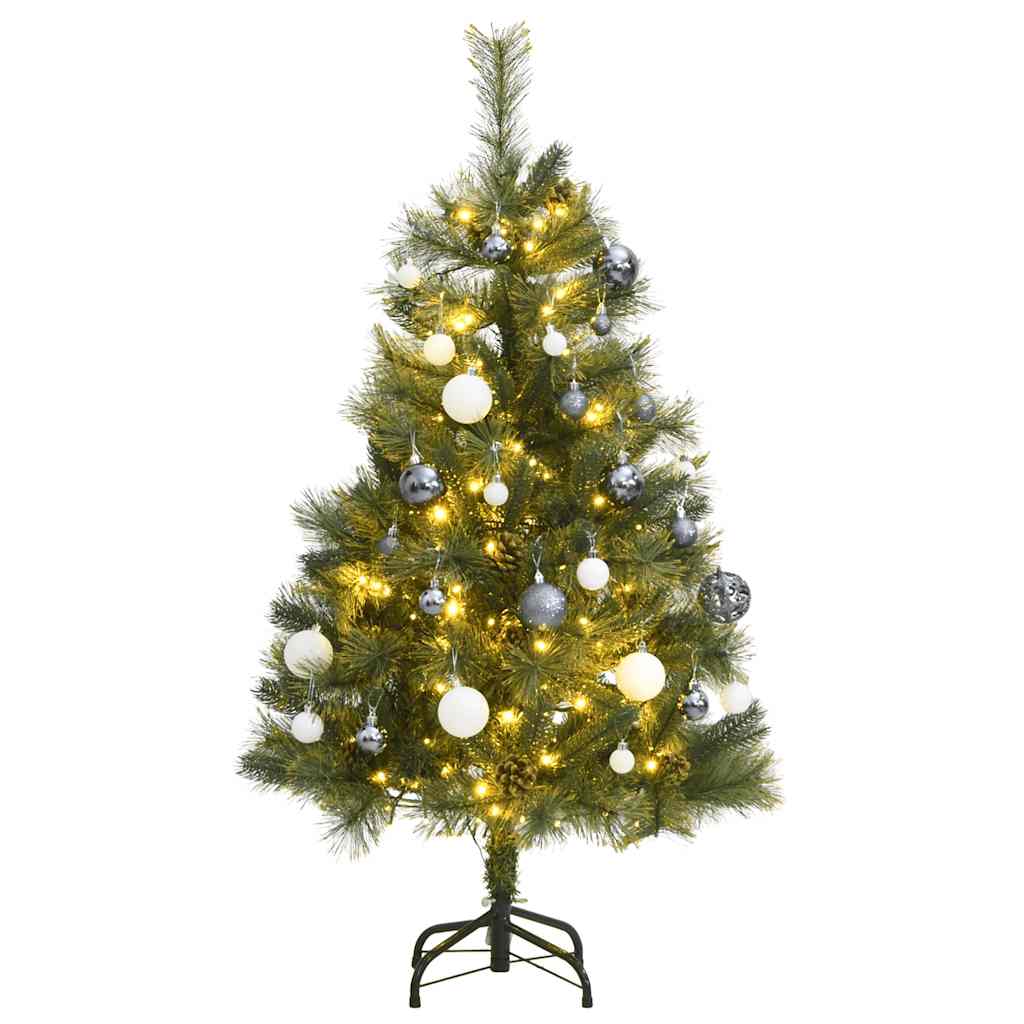 vidaXL Tekojoulukuusi saranoilla 150 LED-valoa ja joulupalloa 120 cm
