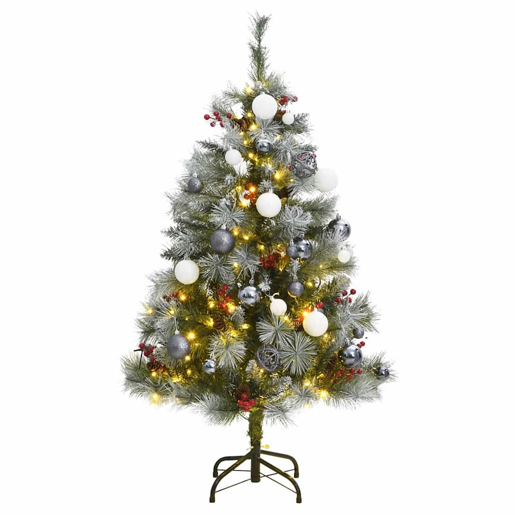 vidaXL Tekojoulukuusi saranoilla 150 LED-valoa ja joulupalloa 120 cm