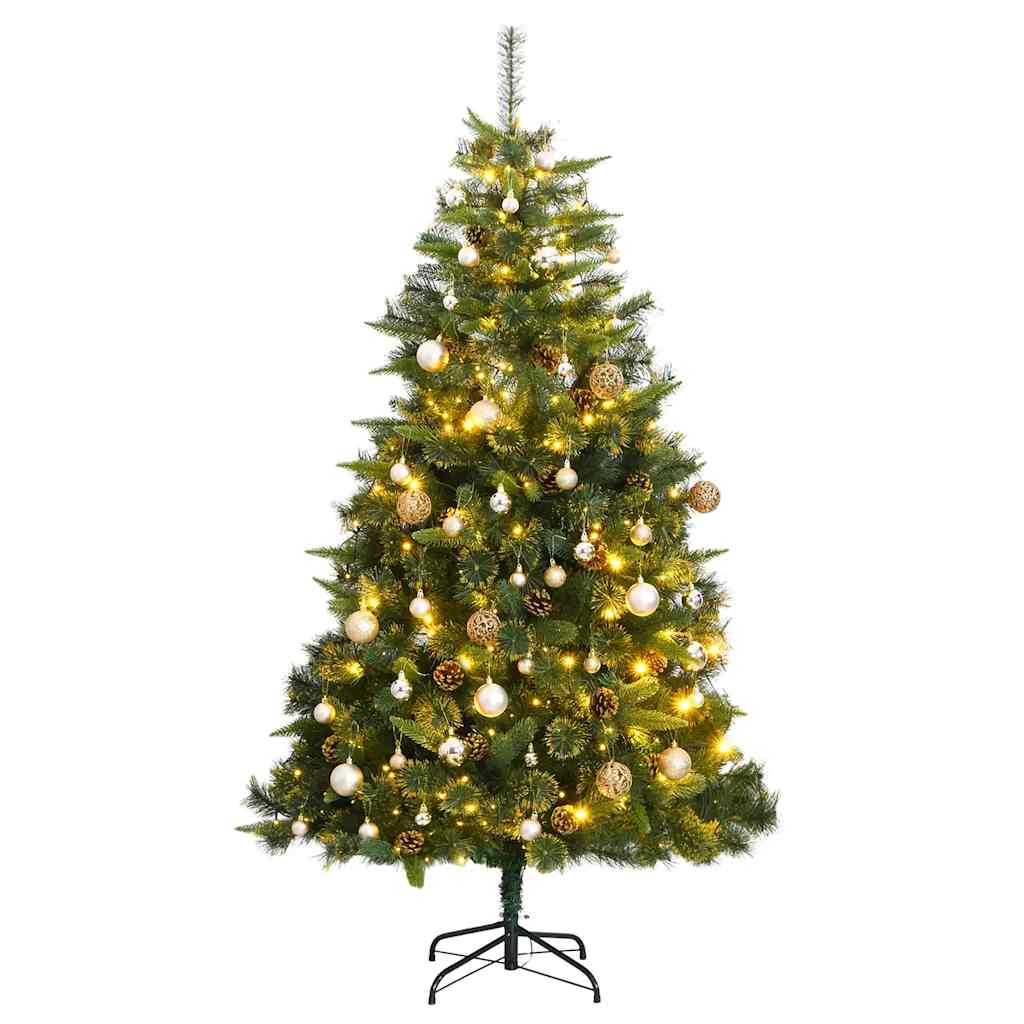vidaXL Tekojoulukuusi saranoilla 300 LED-valoa ja joulupalloa 180 cm
