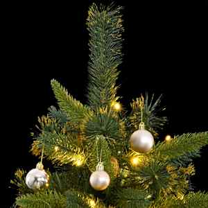vidaXL Artificial Hinged Christmas Tree 300 LEDs & Ball Set 240 cm
