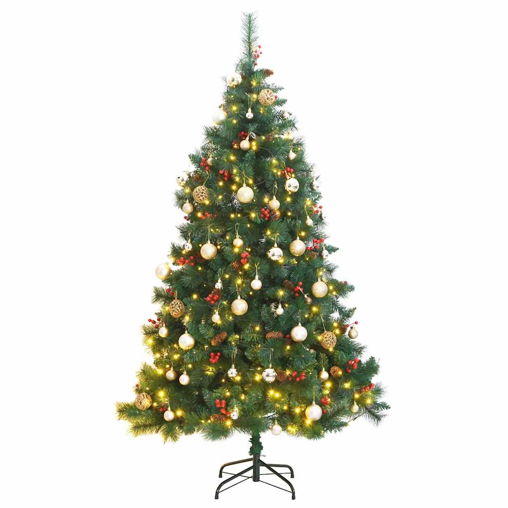 vidaXL Tekojoulukuusi saranoilla 300 LED-valoa ja joulupalloa 210 cm