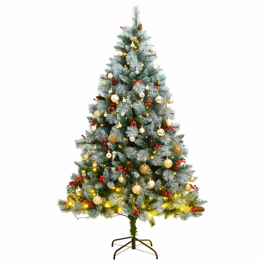 vidaXL Tekojoulukuusi saranoilla 300 LED-valoa ja joulupalloa 180 cm