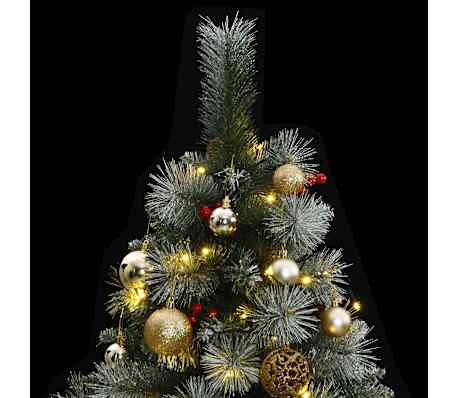 vidaXL Artificial Hinged Christmas Tree Green and white PVC