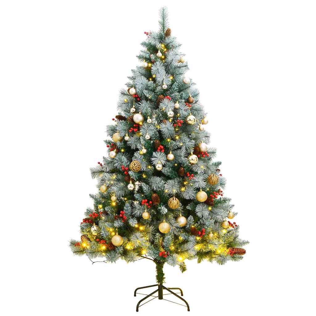 vidaXL Tekojoulukuusi saranoilla 300 LED-valoa ja joulupalloa 240 cm