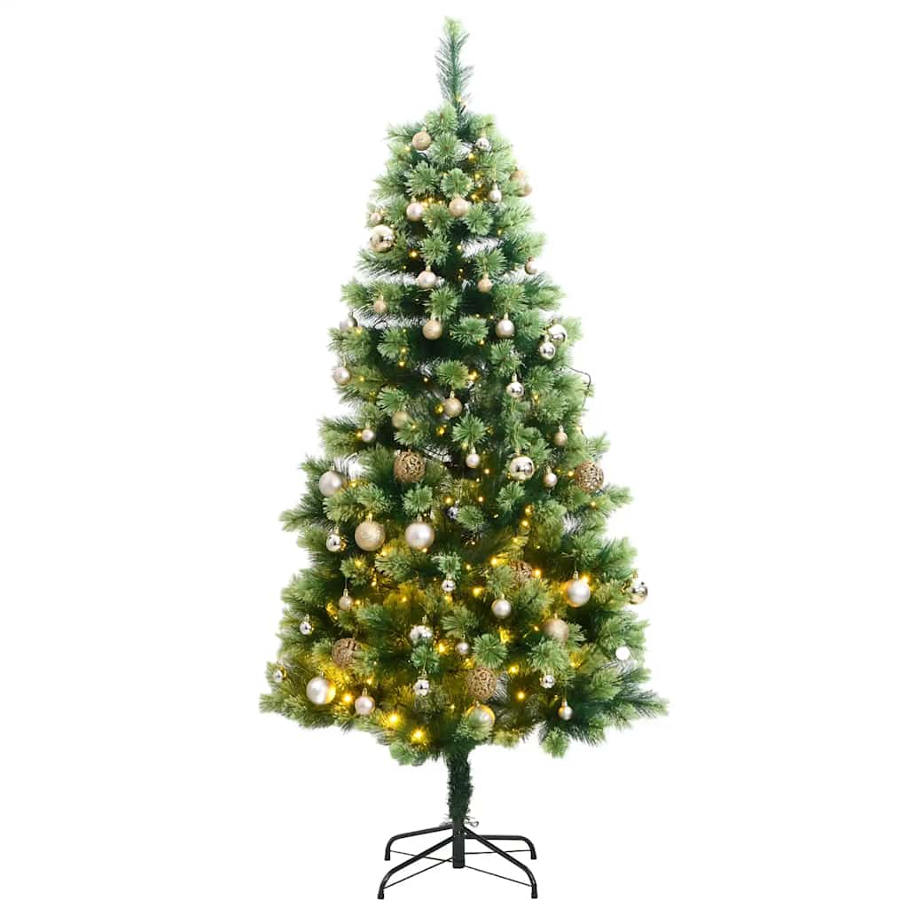 vidaXL Tekojoulukuusi saranoilla 150 LED-valoa ja joulupalloa 150 cm