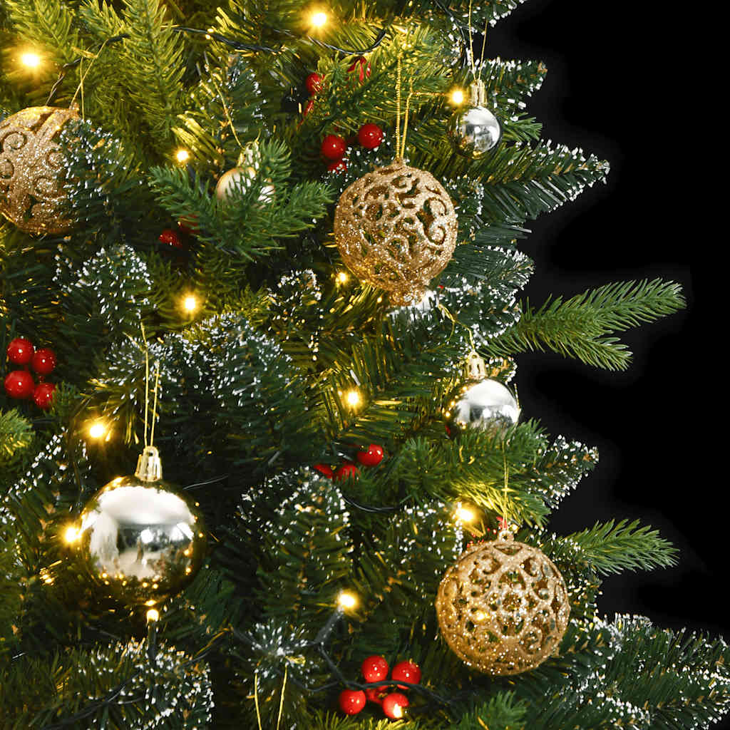 vidaXL Kunstkerstboom met scharnieren 300 LED's en kerstballen 210 cm