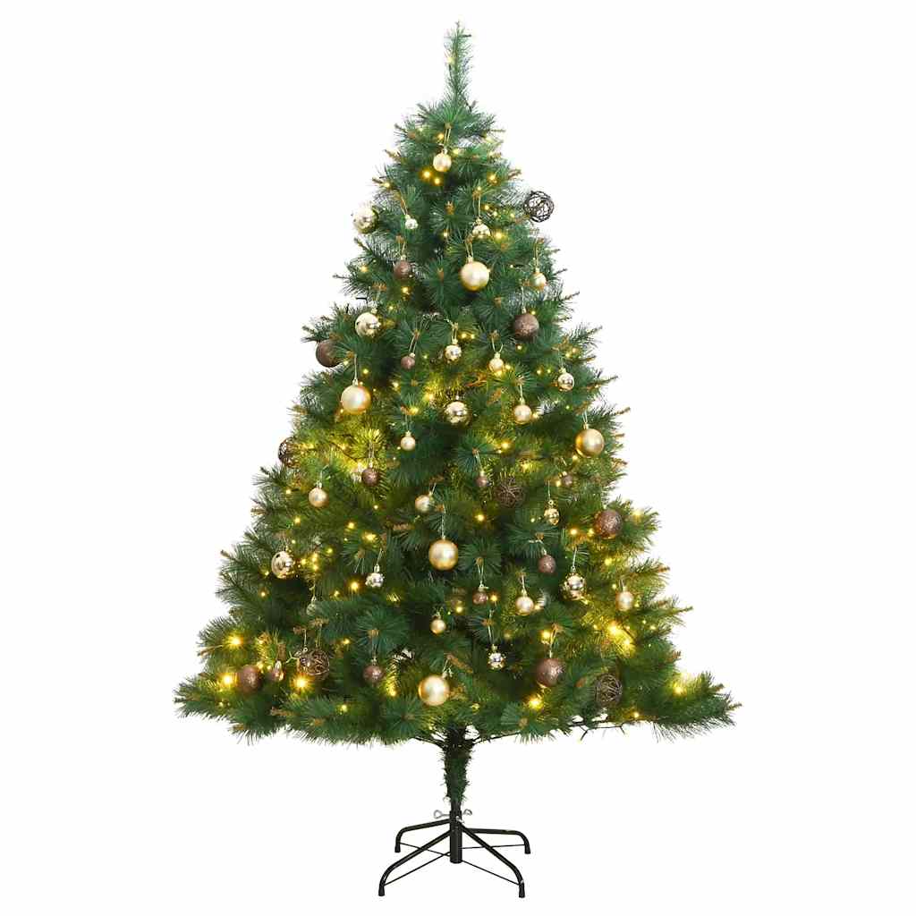 vidaXL Tekojoulukuusi saranoilla 300 LED-valoa ja joulupalloa 180 cm