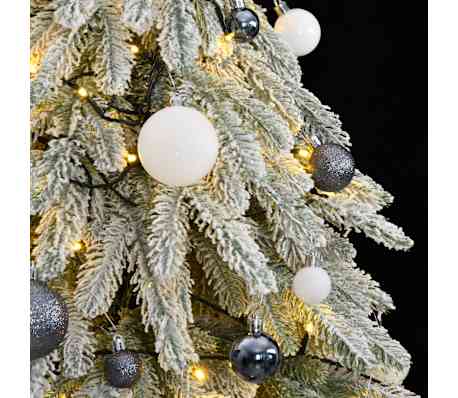 vidaXL Artificial Christmas Tree 300 LEDs&Ball Set&Flocked Snow 82.7"