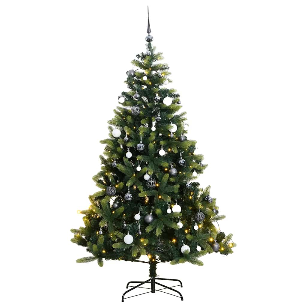 vidaXL Tekojoulukuusi saranoilla 300 LED-valoa ja joulupalloa 240 cm