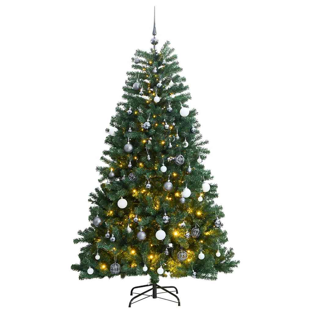 Kunstkerstboom met scharnieren 300 LED’s en kerstballen 300 cm