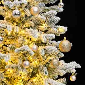 vidaXL Artificial Hinged Christmas Tree 150 LEDs & Ball Set 150 cm