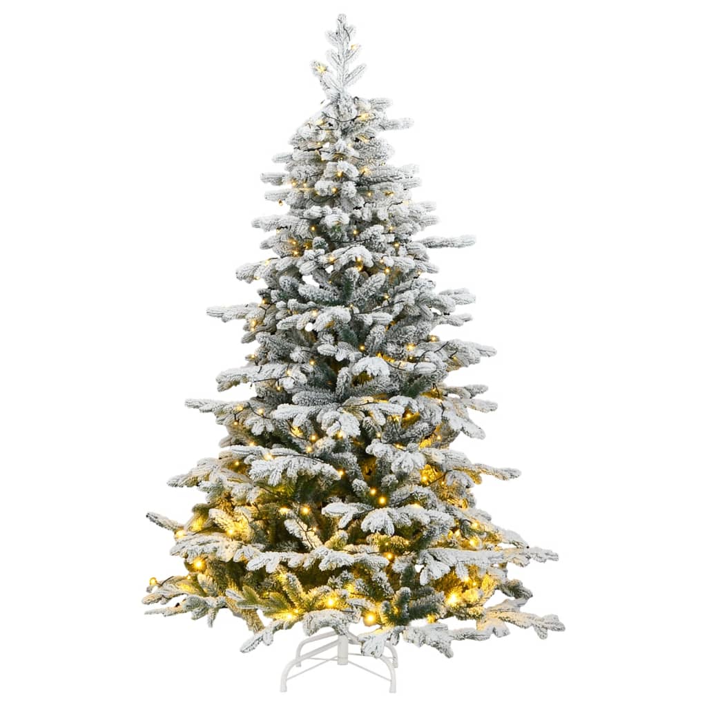 VidaXL Sapin De Noël Artificiel à Charnière 300LED Neige Floquée 180cm