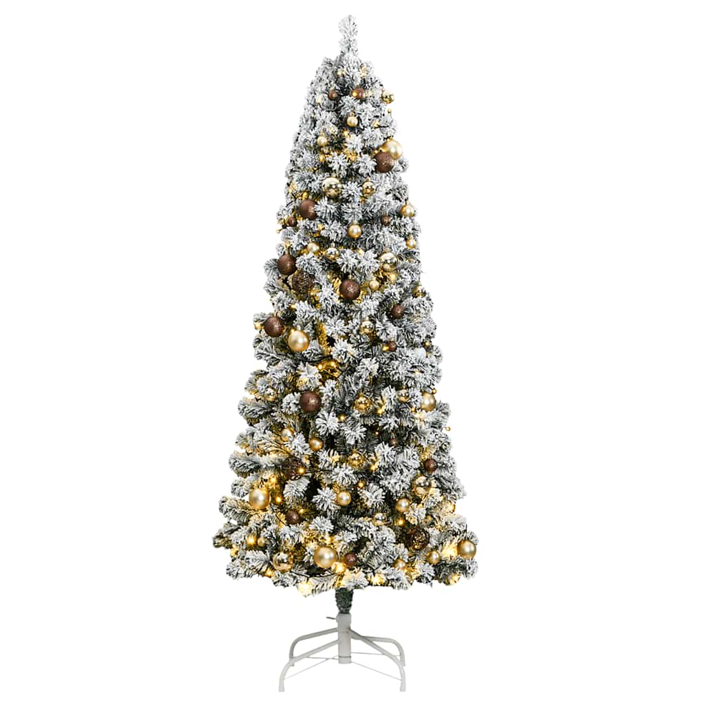 vidaXL Umělý sklápěcí vánoční stromek s 300 LED a koulemi 210 cm