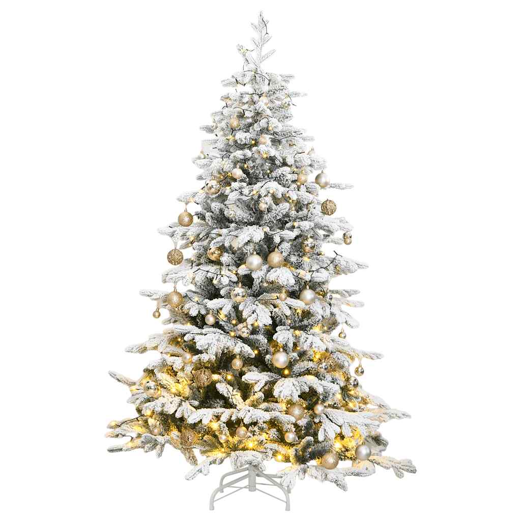 vidaXL Umelý výklopný vianočný stromček 300 LED a sada gúľ 180 cm
