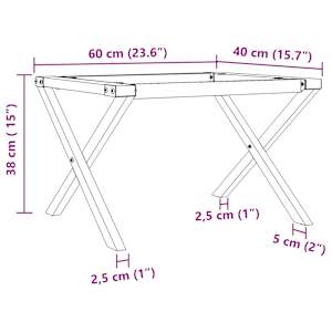 Nohy ke konferenčnímu stolu X rám 60 x 40 x 38 cm ocel - obrázek 9