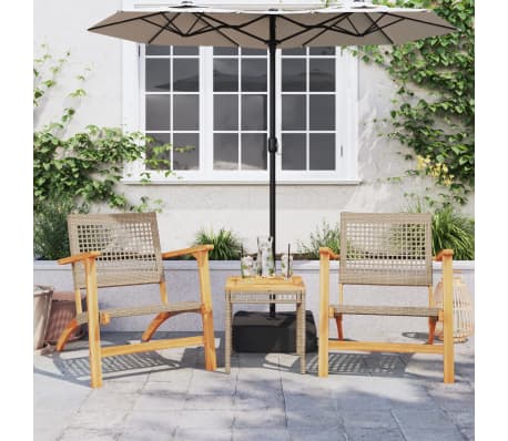 vidaXL Mesa de jard&iacute;n rat&aacute;n PE madera acacia beige mezcla 38x38x42 cm