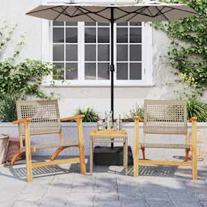 vidaXL Mesa de jard&iacute;n rat&aacute;n PE madera acacia beige mezcla 38x38x42 cm