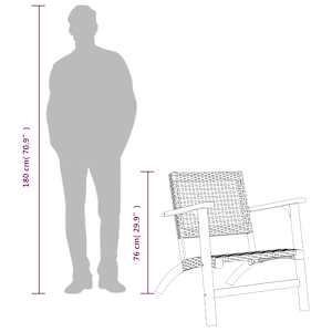 3dílný bistro set černý polyratan a masivní akáciové dřevo - obrázek 11