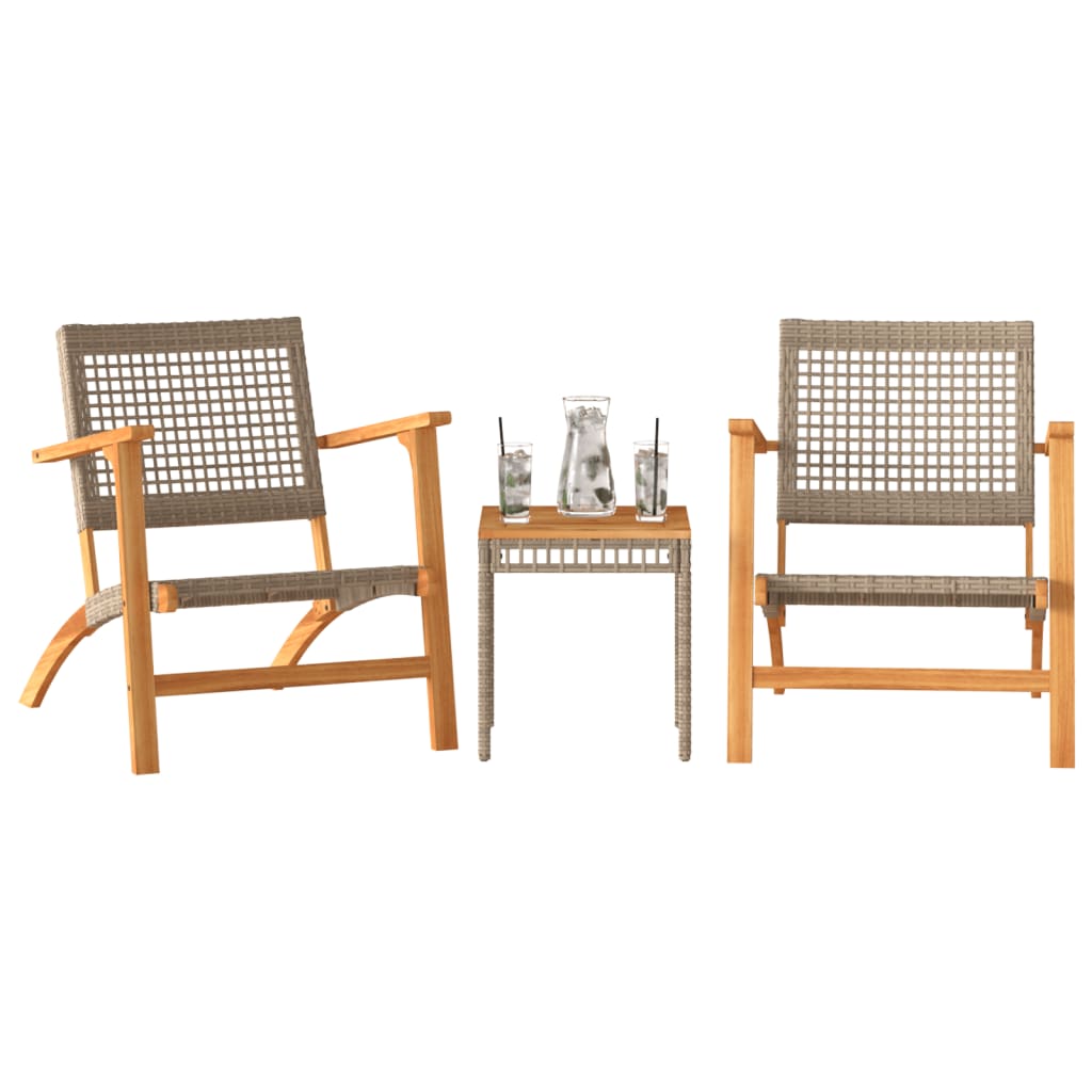 Thumbnail - vidaXL 3-tlg. Bistro-Set Beige Poly Rattan und Massivholz Akazie