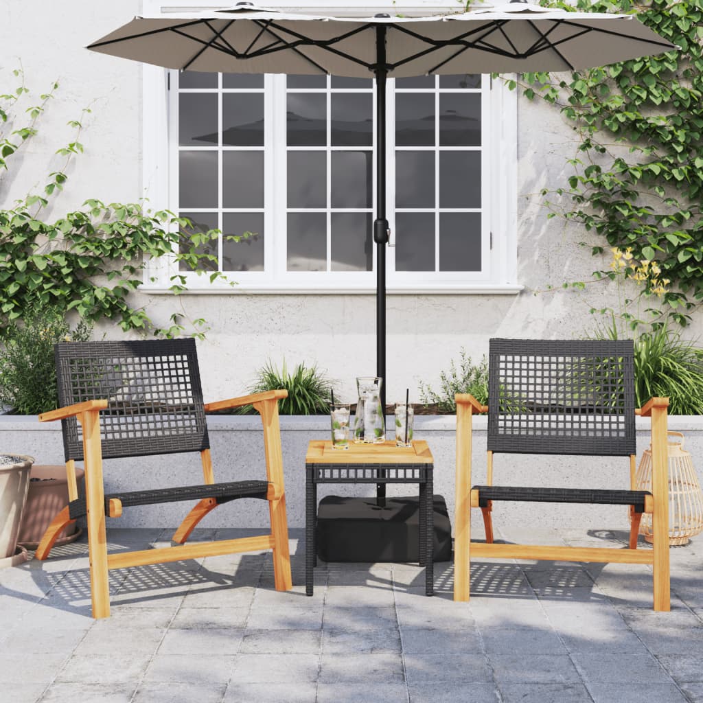 Thumbnail - vidaXL Gartenstühle 2 Stk. Schwarz Poly Rattan und Akazienholz