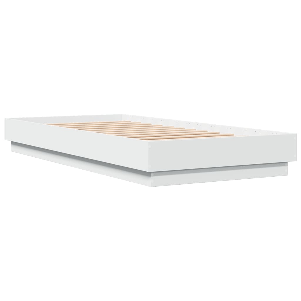vidaXL Bedframe met LED-verlichting wit 100x200 cm afbeelding