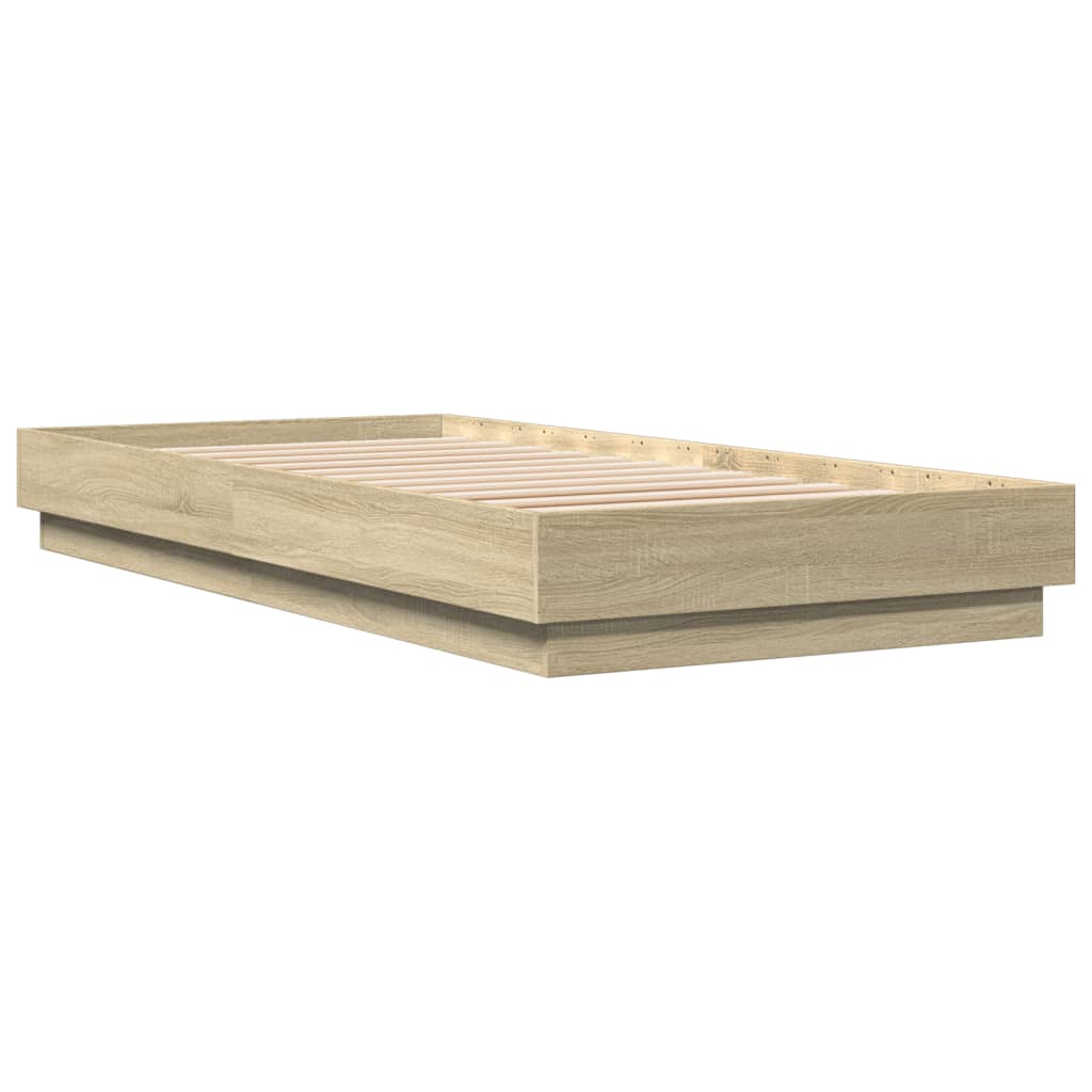 vidaXL Bedframe met LED-verlichting sonoma eikenkleurig 100x200 cm afbeelding